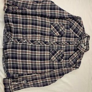 Men's Plaid Shirt - Blue and White